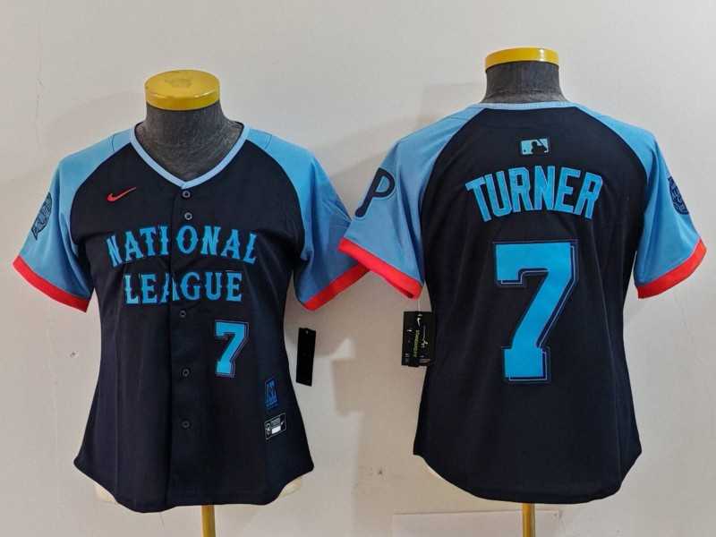 Women's Philadelphia Phillies #7 Trea Turner Number Navy 2024 All Star Limited Stitched Jersey,We sell and wholesale Women's Philadelphia Phillies #7 Trea Turner Number Navy 2024 All Star Limited Stitched Jersey on line form chian!